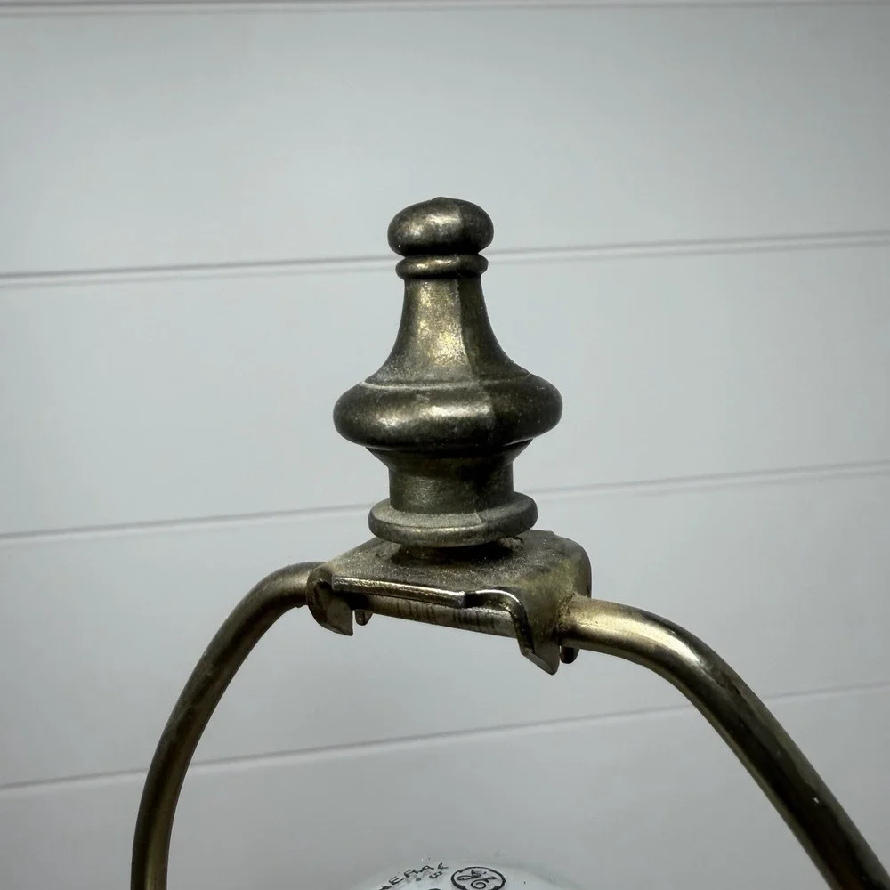 VTG Art Deco Fleur‎ de Lis Table Lamp Cast Metal Bronzed Patina Electric 19.5
